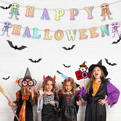 Customize 2021 New Halloween Flaming Letter Garland Halloween Holiday Party Decoration Ghost Festival Pendant