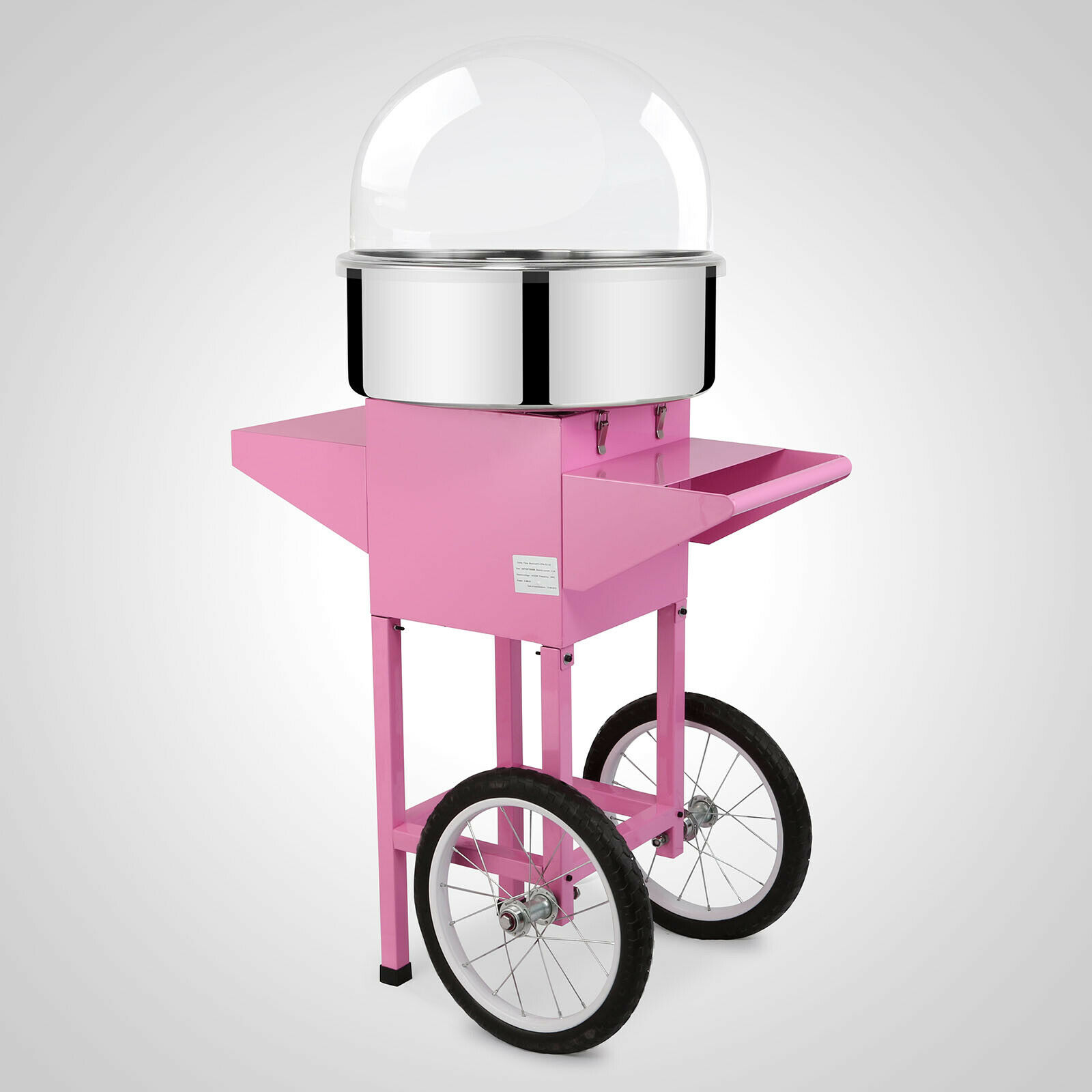 Hot Selling Commercial Electric Automatic Cotton Candy Machine Floss Maker Pink with Cart Stand & Cover