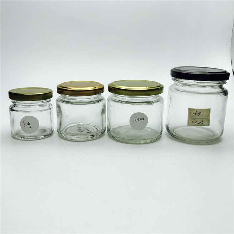 Factory supply white glass cosmetic Mason jar 100ml with metal lid for juice jam or caviar food