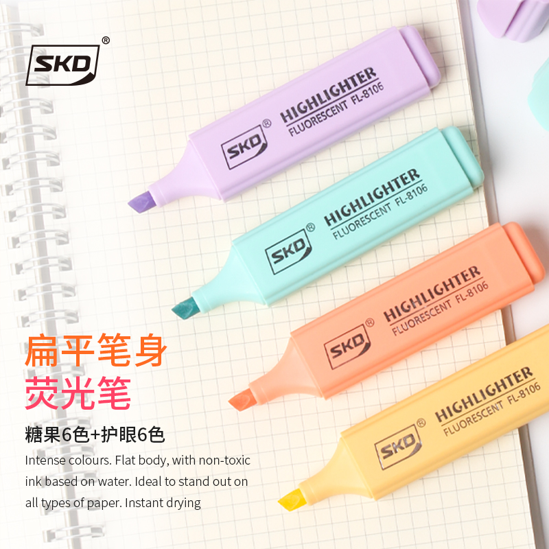 OEM Acceptable German Ink Pastel Colorful highlighters Pen Normal Size highlighter Marker highlighter Pen Set With Clip 4pcs/set