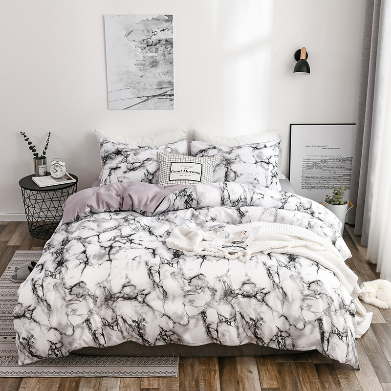 Marble Pattern Duvet Cover Three Pieces Bedding Set