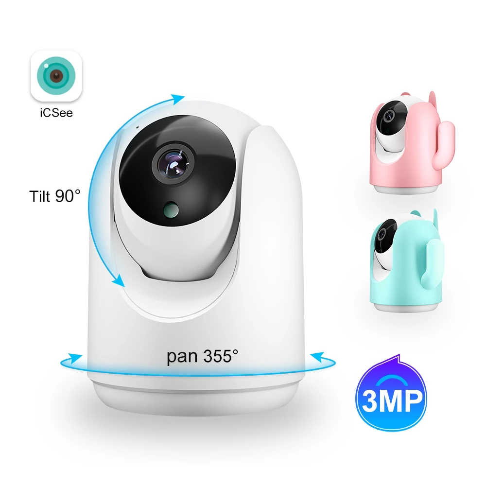 PTZ мини IP-камера с автоматическим отслеживанием, умная домашняя камера безопасности, корпус с кошкой, для помещений, 3 Мп, Wi-Fi, беспроводная радионяня