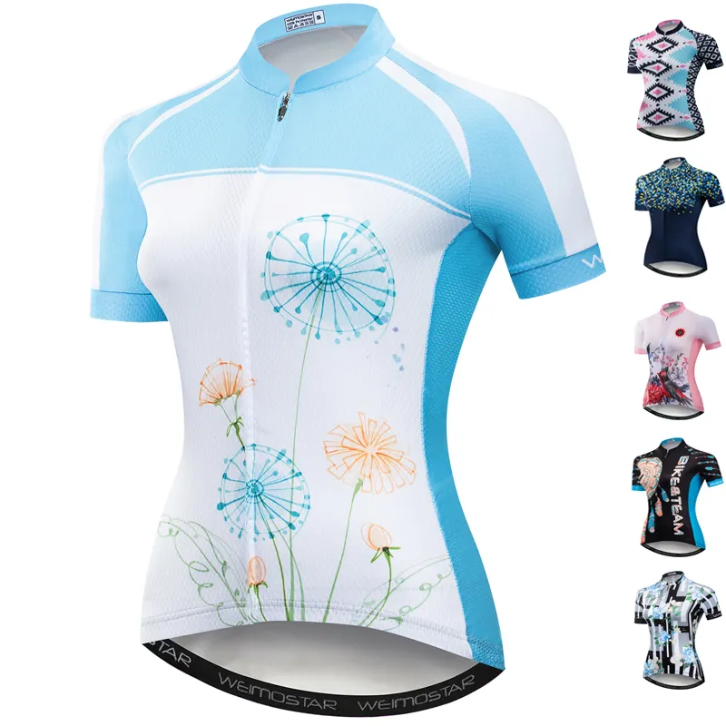 Weimostar Downhill Jerseys MTB Shirt Top Breathable Bicycle Clothing Ropa Ciclismo Blue Women Short Sleeve Cycling Jersey