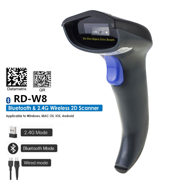 Radall RD-W8 2D Blue tooth Wireless QR Barcode Scanner & W6 2.4G Wireless CCD Bar code Reader for Mobile Payment Computer Screen