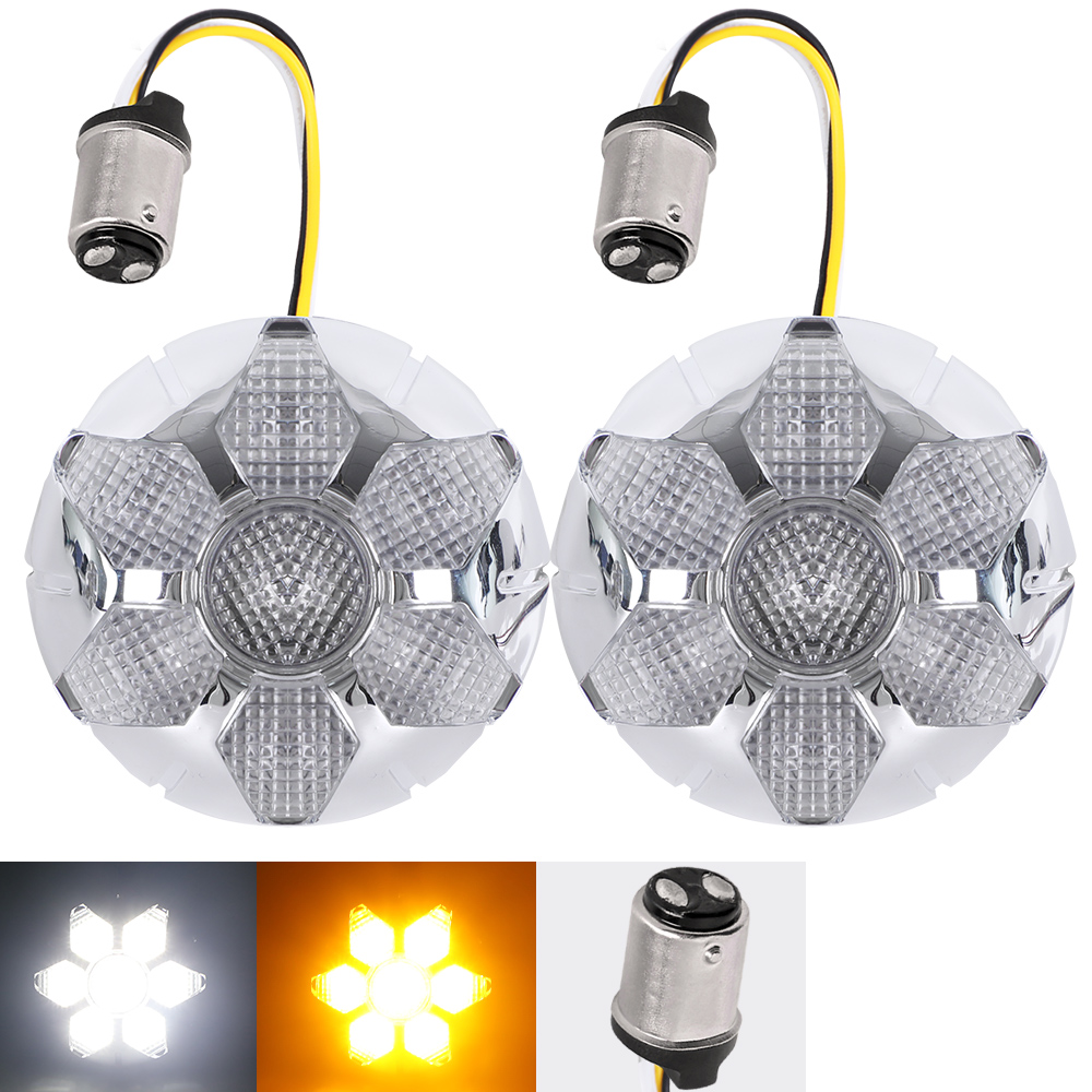 1157 Dual Color Running Light Motorcycle Front Light Yellow Turn Signal 2021 Comet Design for Harley Davidson Tri-Glide models