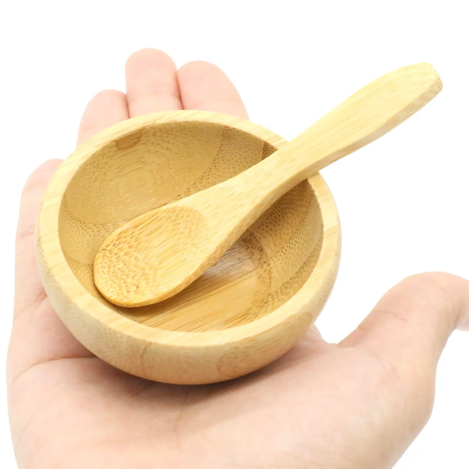 Bamboo Mask Bowl Makeup Tools 1 Set Cute Small Facial Skin Care Bamboo Wooden Bowl with Mini Spoon for DIY Makeup Cosmetic