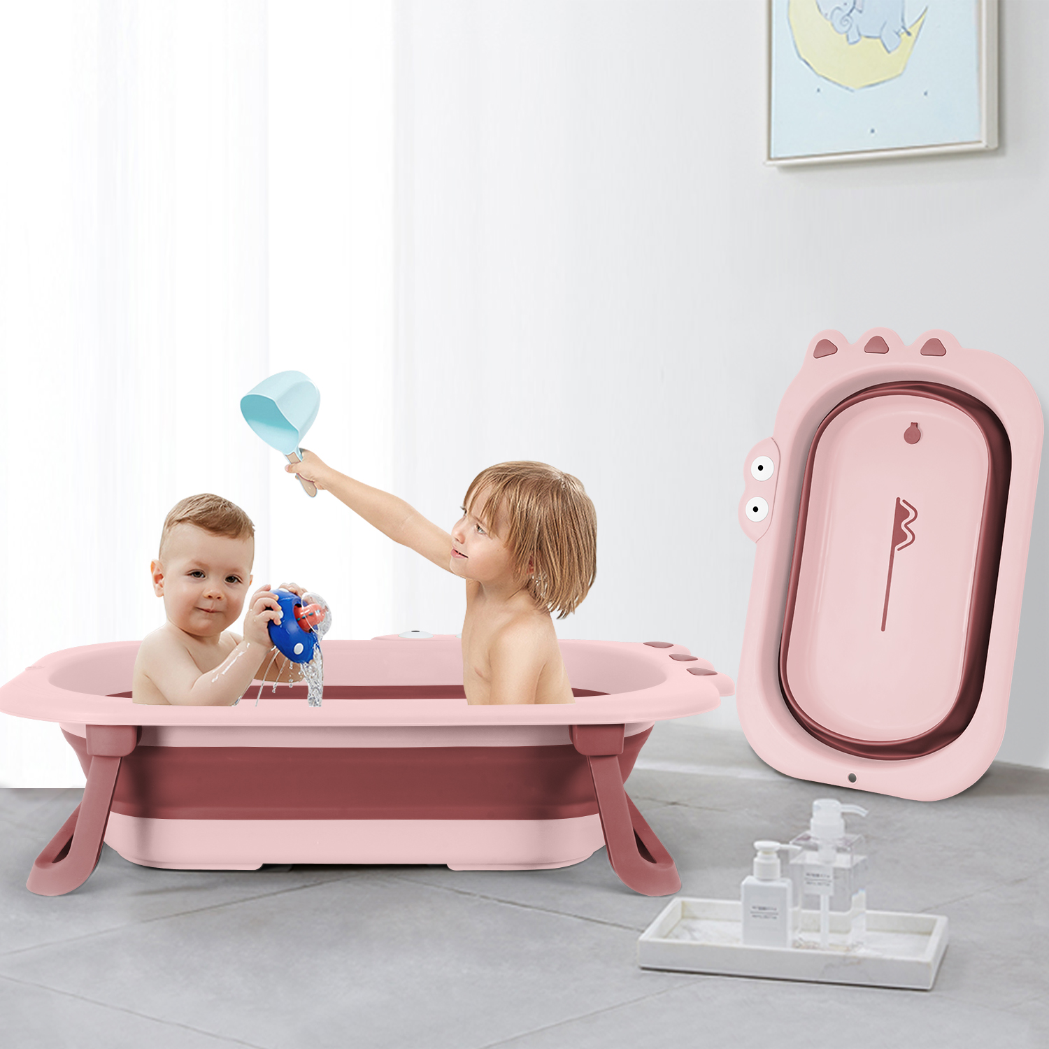 3Pcs USA NY&CA Warehouse Amazon Plastic Portable Folding Baby Folding Bathtub kids bath tub Infant Bathtub Pet tub Washing
