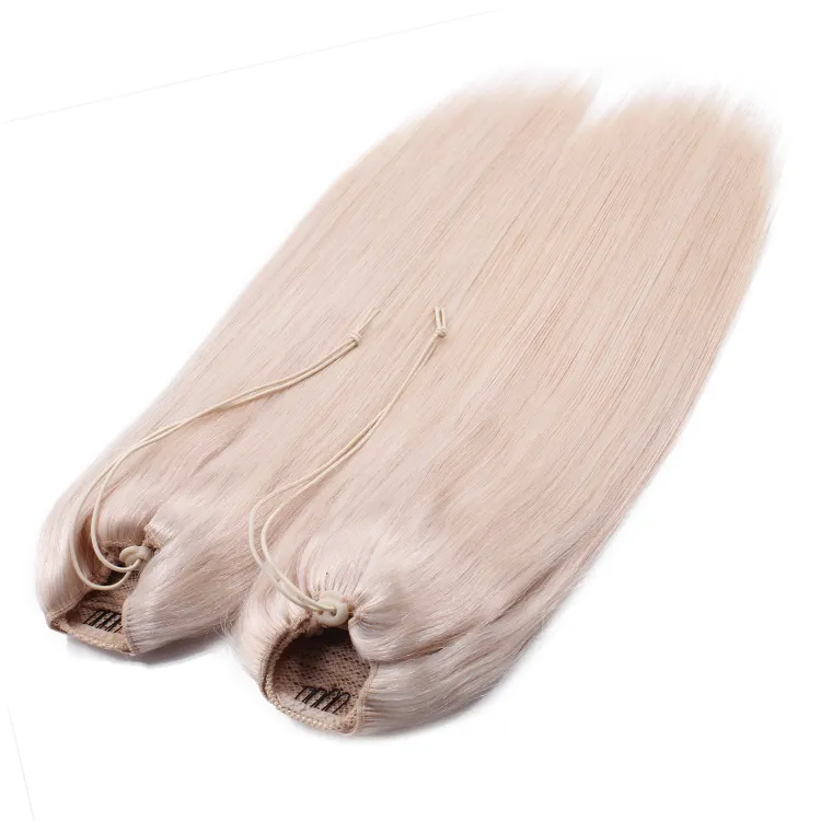 Cheerleading10-24inch 100% drawstring ponytail human hair extension for white girls
