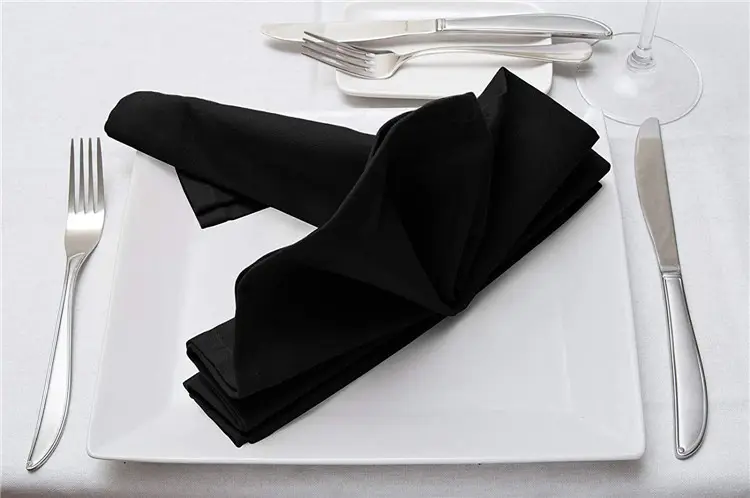High Quality Polyester Cotton Fabric Table Napkin 12pcs Black Dinner Napkin Set 18 Inch By 18 Inch