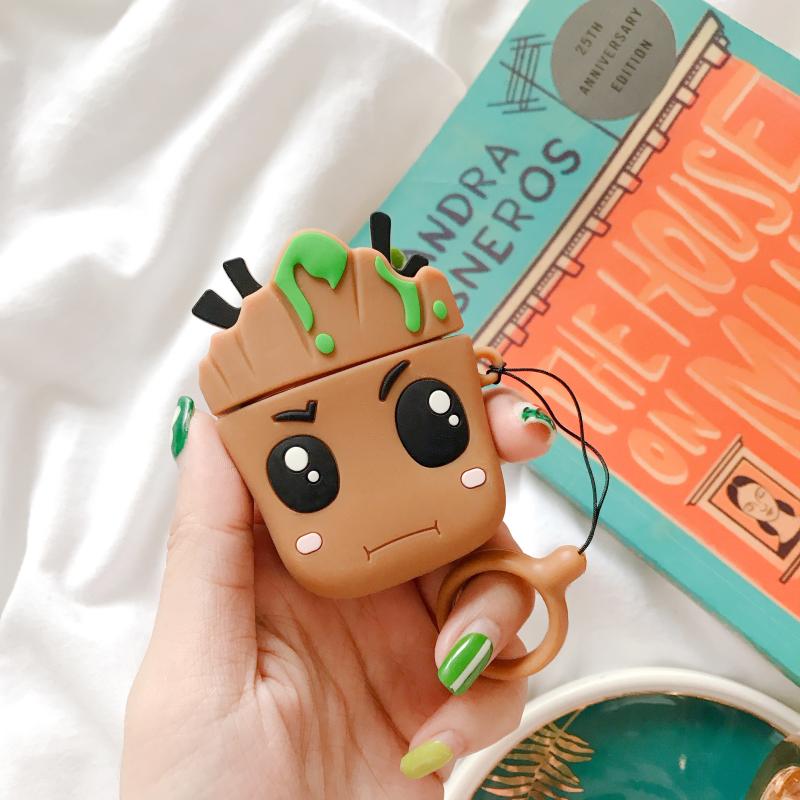 Wireless Earphone Case for Airpods 1 2 Cartoon 3D Marvel Groot Protective Silicone Cover Dustproof Earbud Headset Bag Wholesale