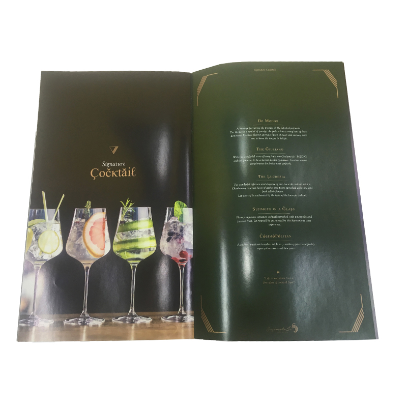 Rose Gold Foil Stamp Cover Custom Printed Softcover Cook Mini Booklet Brochure With Offset Printing