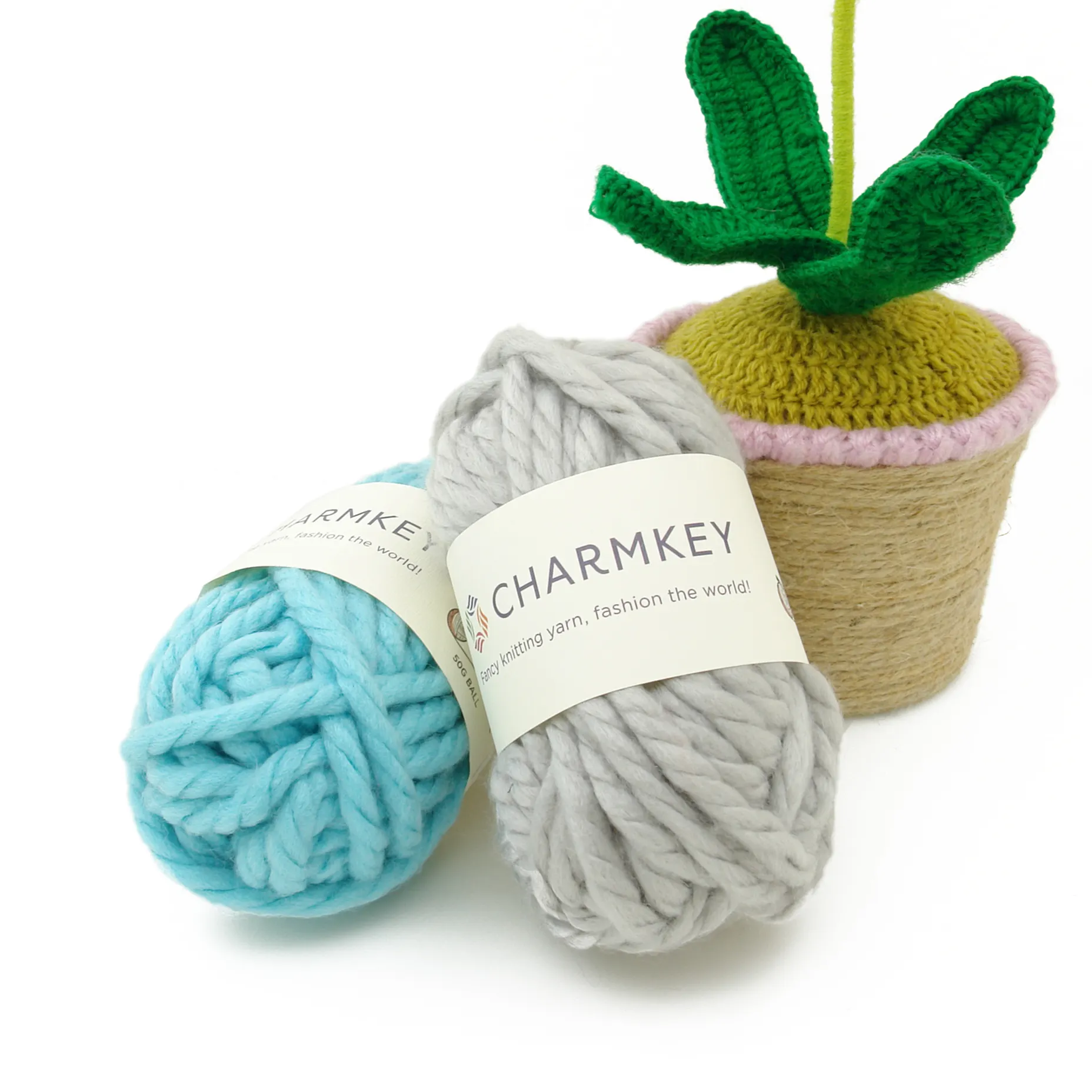 Charmkey solid twisted textured chunky knitting 100% recycled acrylic yarn in china wholesale for textile