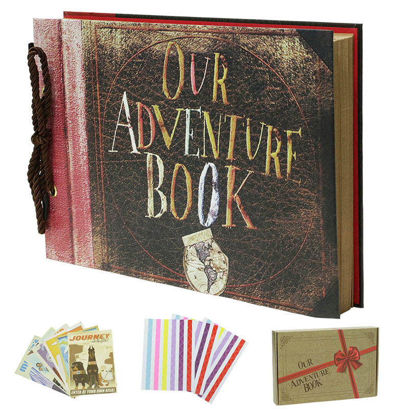 Vlovelife Set Of 80 Pages Photo Album Scrapbook Kraft Paper Cover Sheets Adventure Book DIY Handmade Gift Our Adventure Book