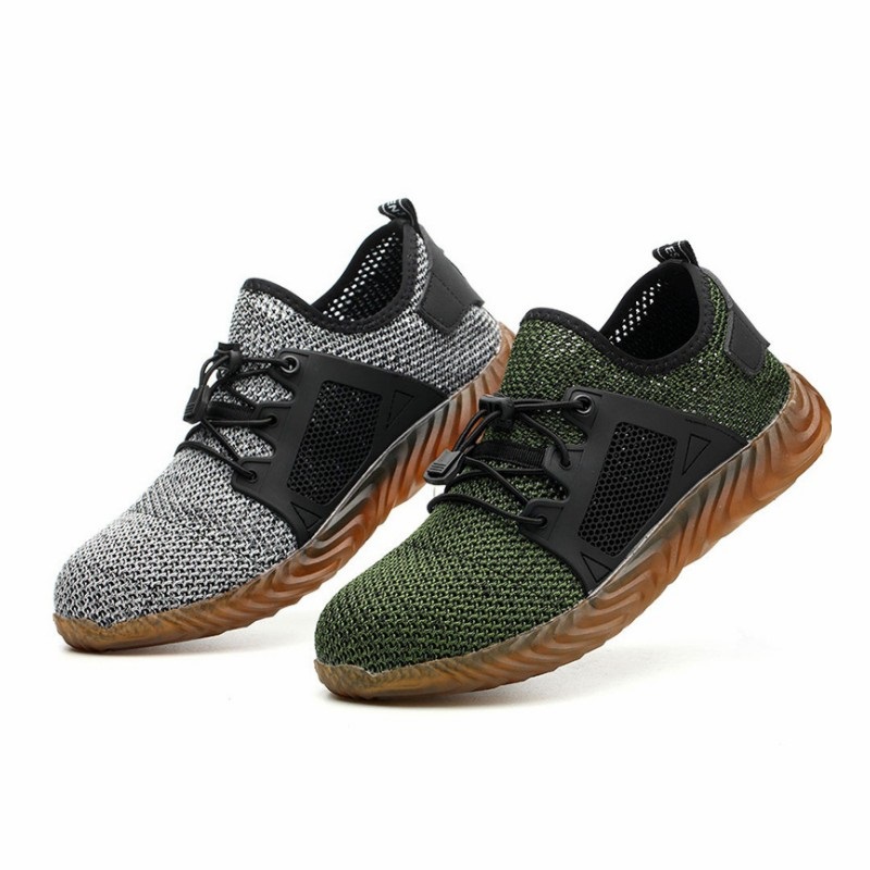 Фирменный материал для верхней части обуви Flyknit фирмы achlies, защитная Рабочая обувь с ПВХ Подошвой