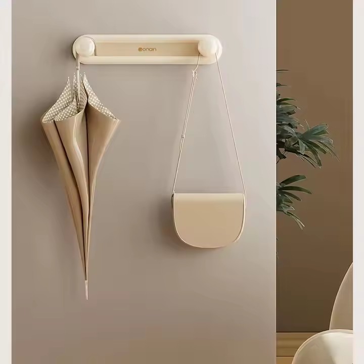 Multifunctional Plastic Household Telescopic Clothing Storage Rack Free Punched Balcony Finishing Hanger Storage Accessories