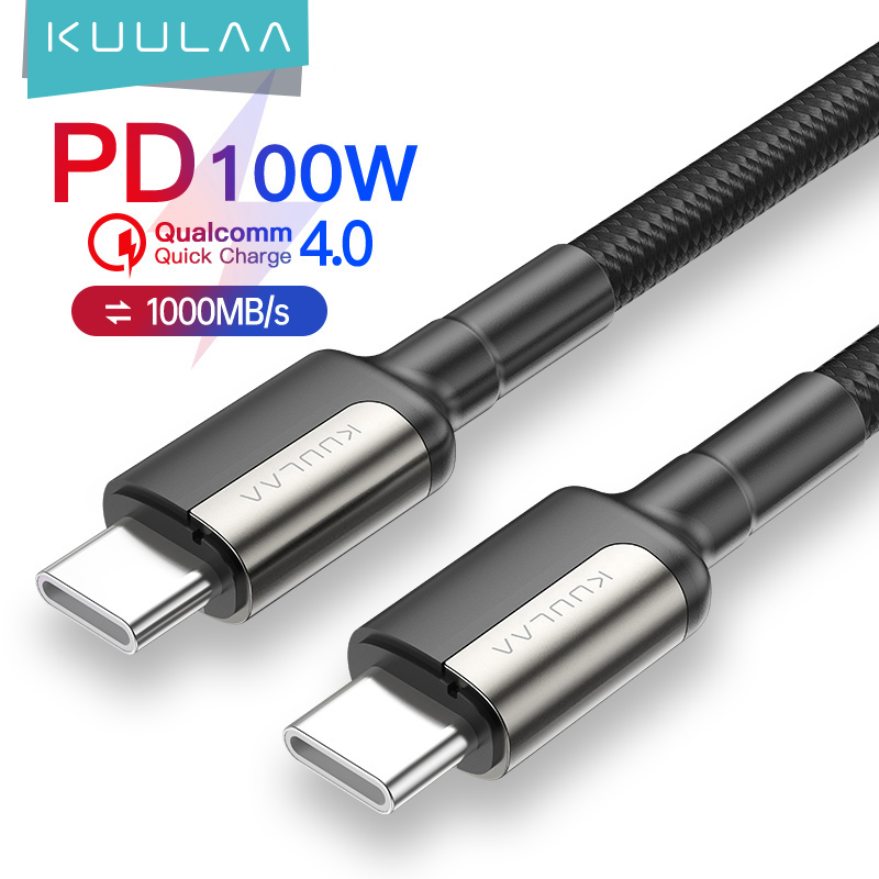 Kuulaa 20V 5A 100 Вт быстрой зарядки быстрозаряжающий Кабель с разъемом USB Type-C-Type-C PD кабель для передачи данных для iPhone, Samsung, для Macbook Air Pro