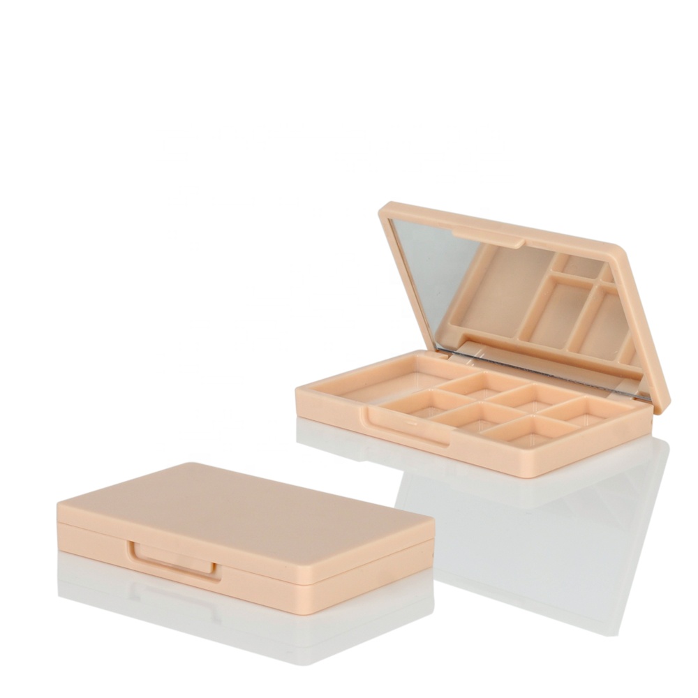 beige eye shadow palette customized packaging case eyeshadow container with mirror