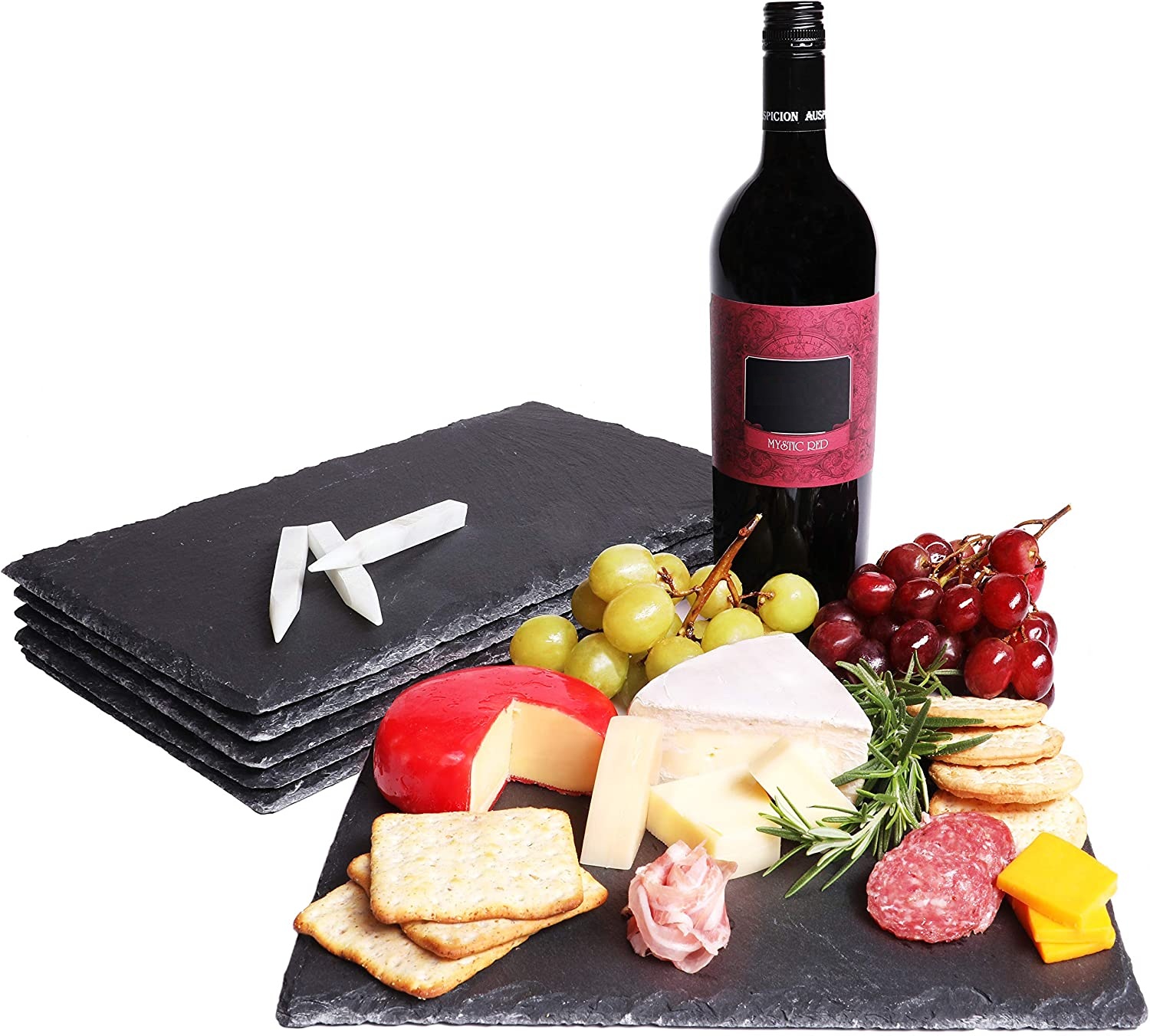Amazon 30*20 см Прямоугольный 8x0,25x12 "черный суши каменные плиты charcuterie доска мелом