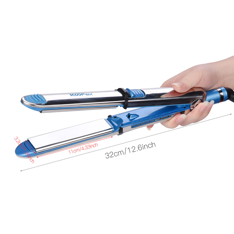 Salon Beauty Stainless Steel 1.25" Nano Titanium Plates Digital 2 in 1 Curling 450 Degrees Wand Flat Iron