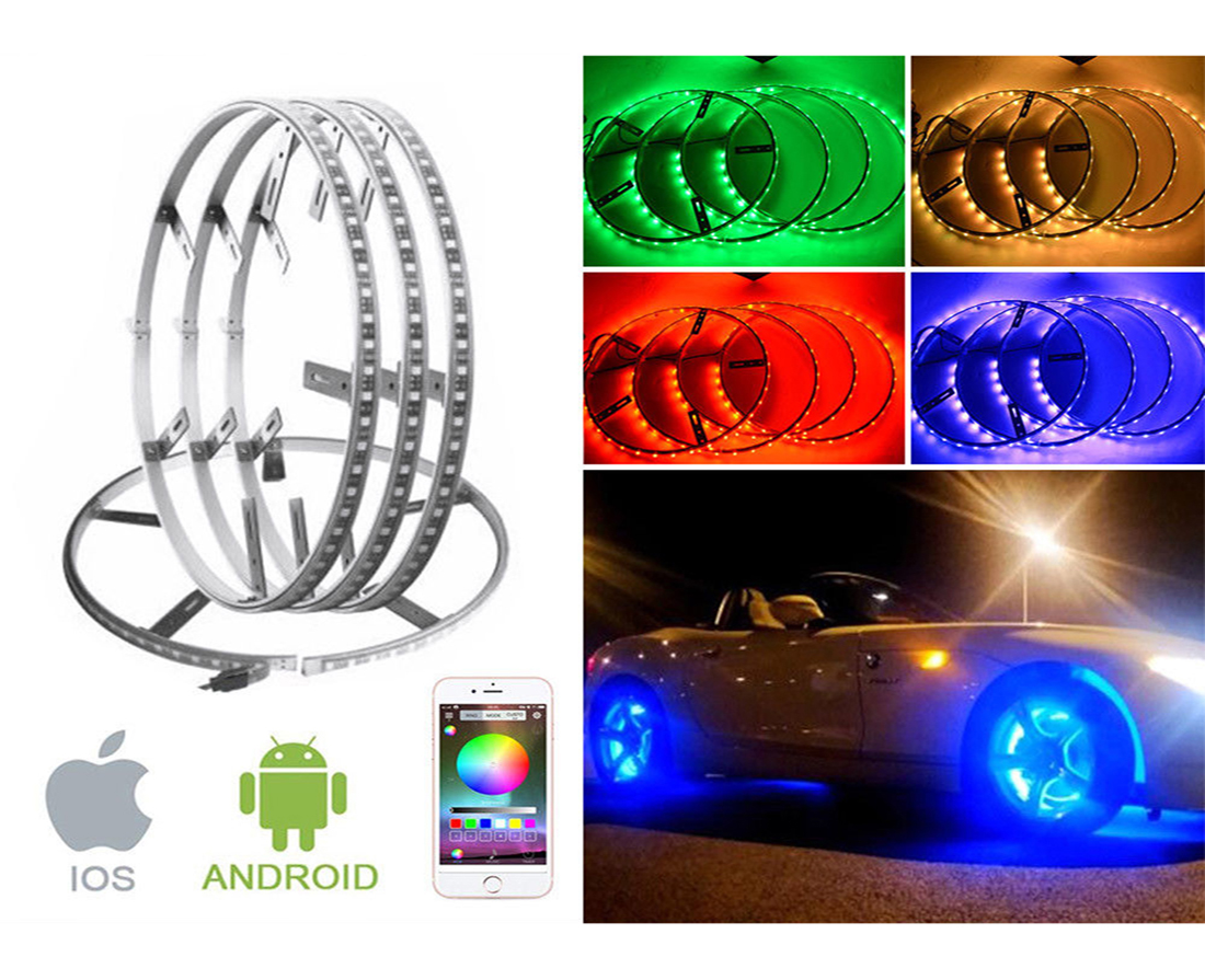 New Designs Color Chasing 15.5" RGB LED Wheel Rings Rim Multi color Light Kit with
