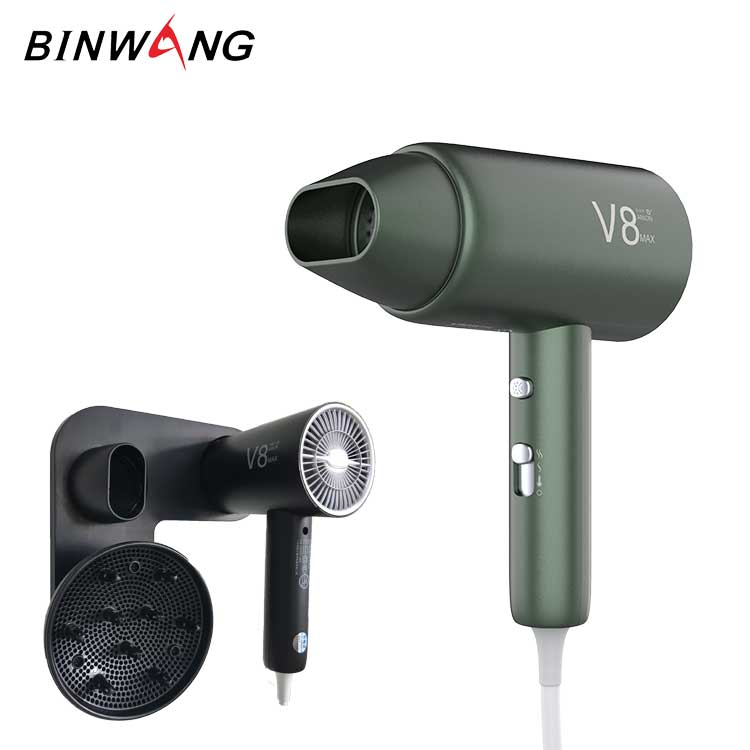 New Design 1800w Ionic Hair Dryer 2 Magnetic Nozzles Standing Hair Dryer With Holder Storage
