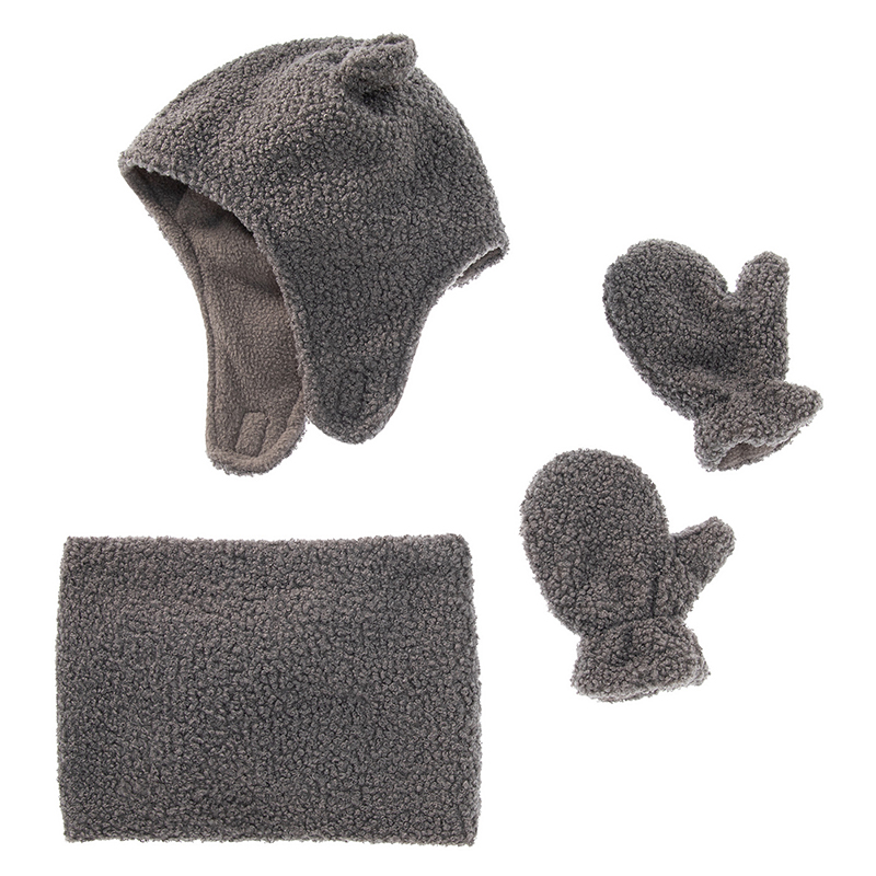 Winter Baby Hat Mittens Snood Set Fleece Beanie Mittens Neck Warmer For Toddlers Age 1-4 Years Christmas Gift