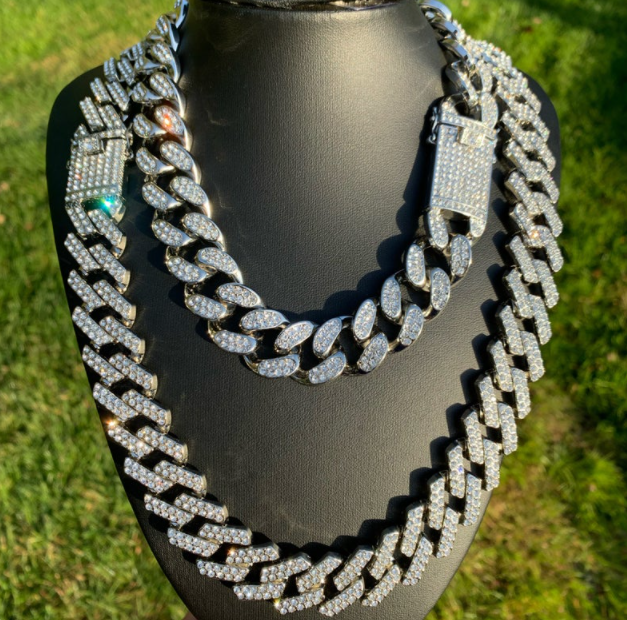 19mm Prong Cuban Link Iced Out Diamond Choker Chain Necklace Jewelry White Hip Hop Gold Rose Men Necklaces Gift