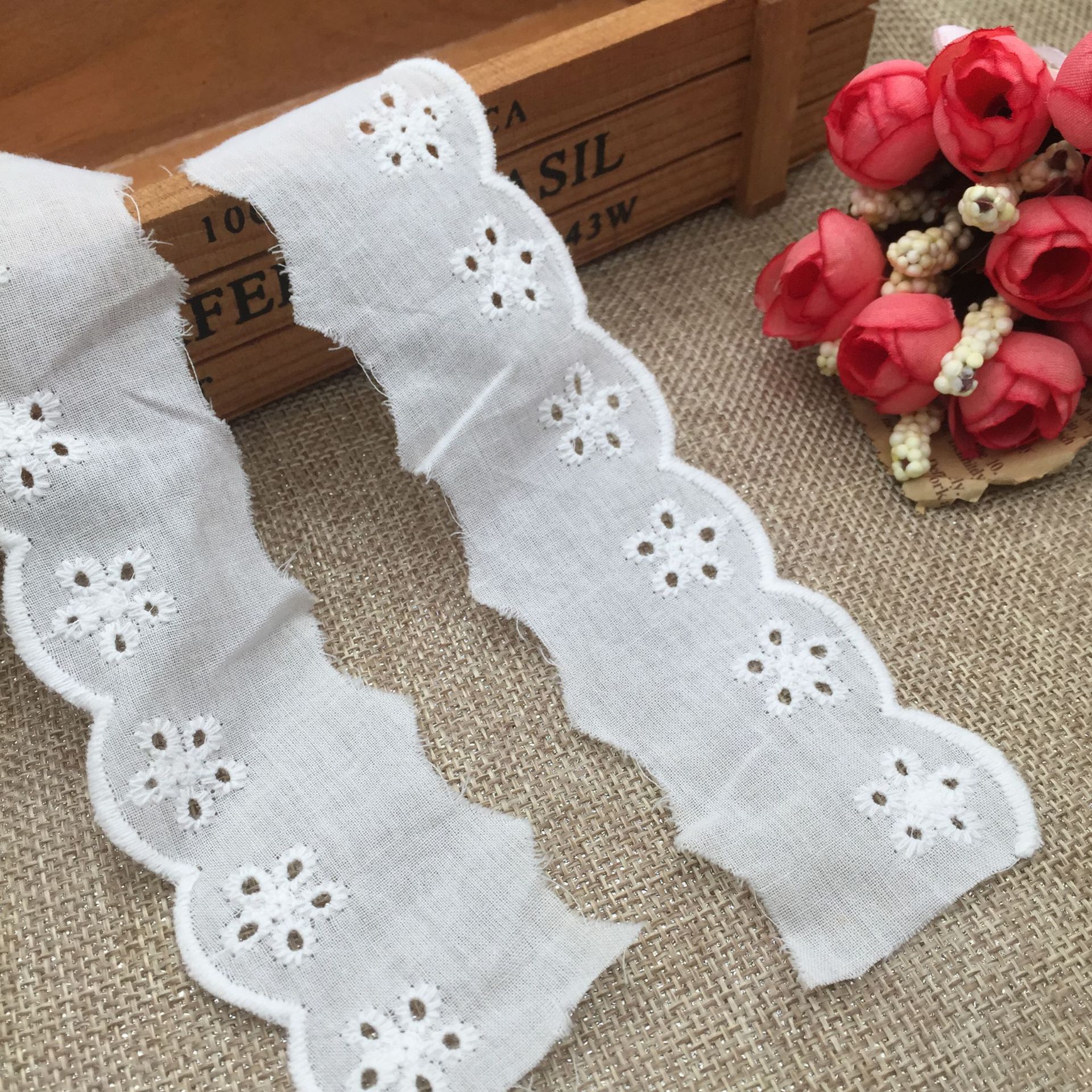 Pure cotton embroidery Lace accessory white eco-friendly lace fabric