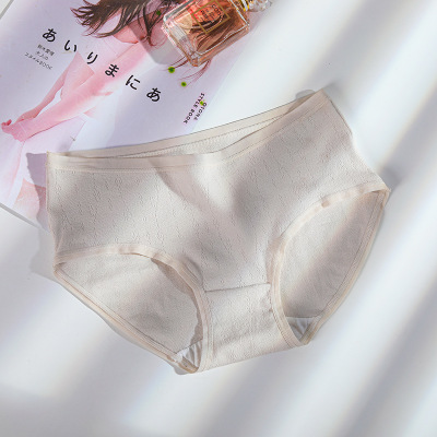 Girls women large size cotton hit color comfortable soft package hip mid-waist panties Z0361-1