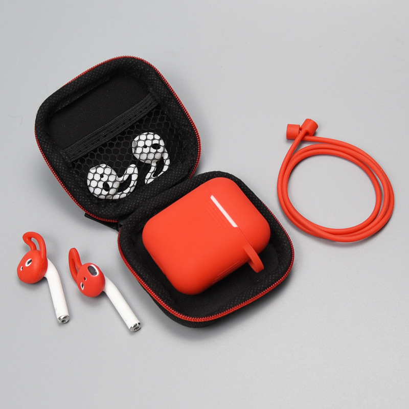 Защитный чехол 6 в 1 для AirPods 1 2, коробка для хранения наушников, ремешок, карабин, силиконовый чехол для Air Pods 2, чехол, ушной колпачок