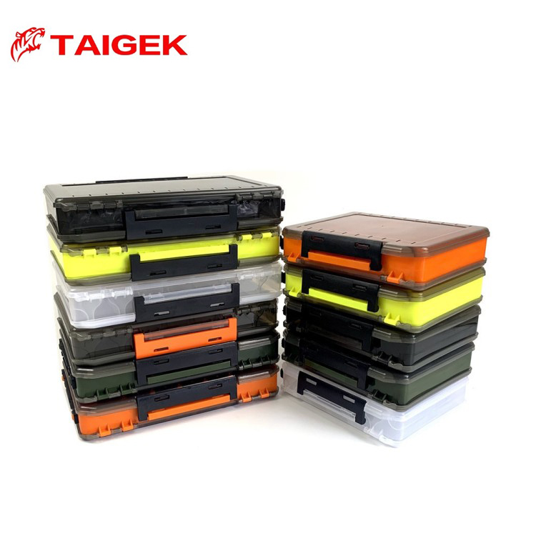 TAIGEK 20,7*17,5*5 см пластиковые многоцветные двухслойные с коробкой, сливные отверстия, снасти для хранения, коробка для рыболовных приманок