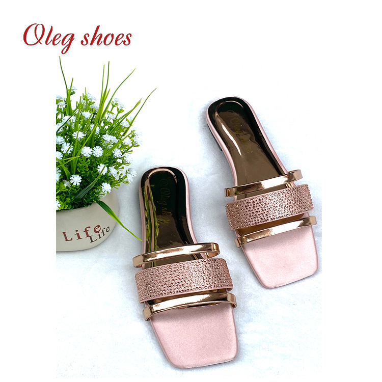 Женские шлепанцы со стразами Olegshoes, повседневные шлепанцы на плоской подошве, 2021