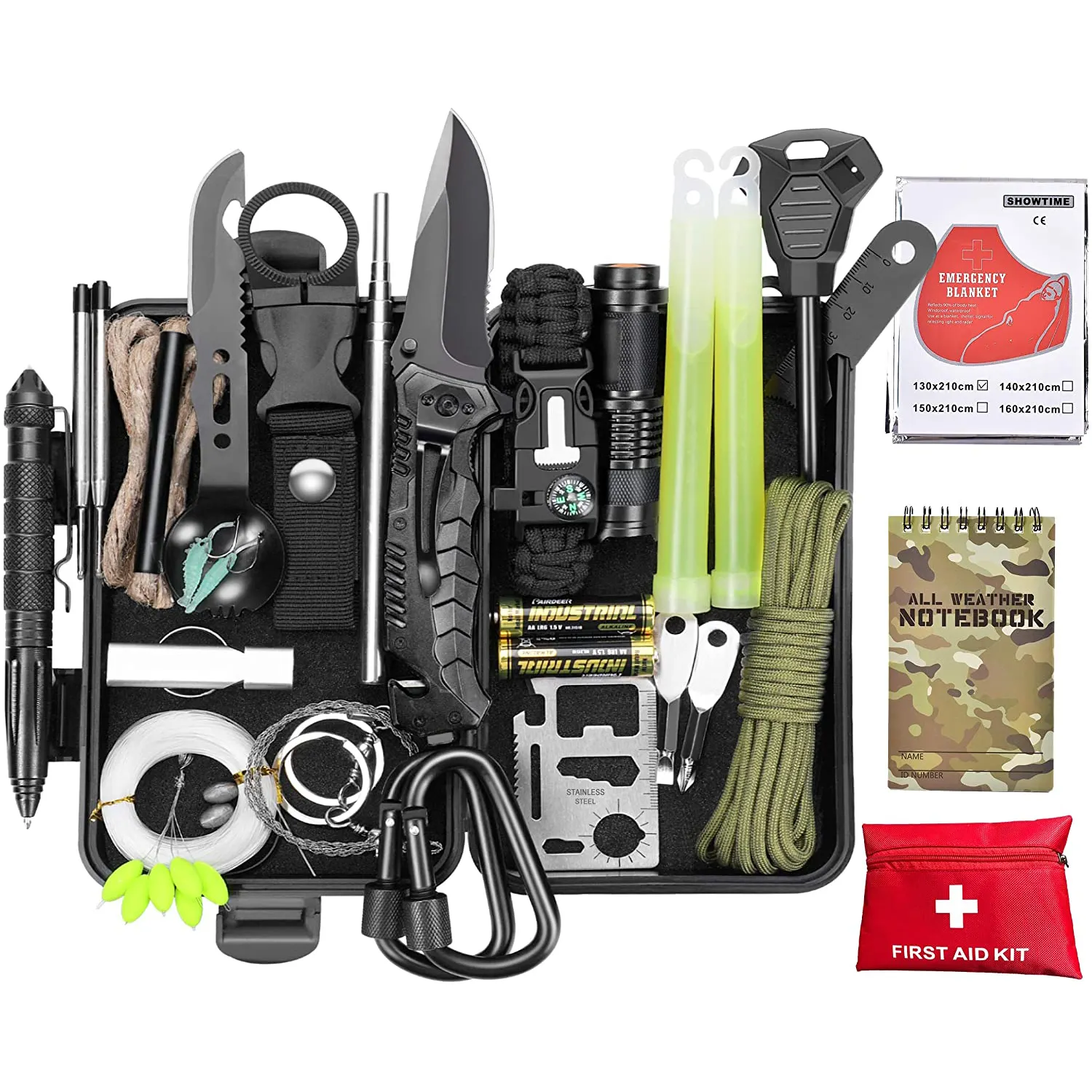 Factory Customized Tactical Military Outdoor Gear Camping Emergency Survival Kit 35 in 1
