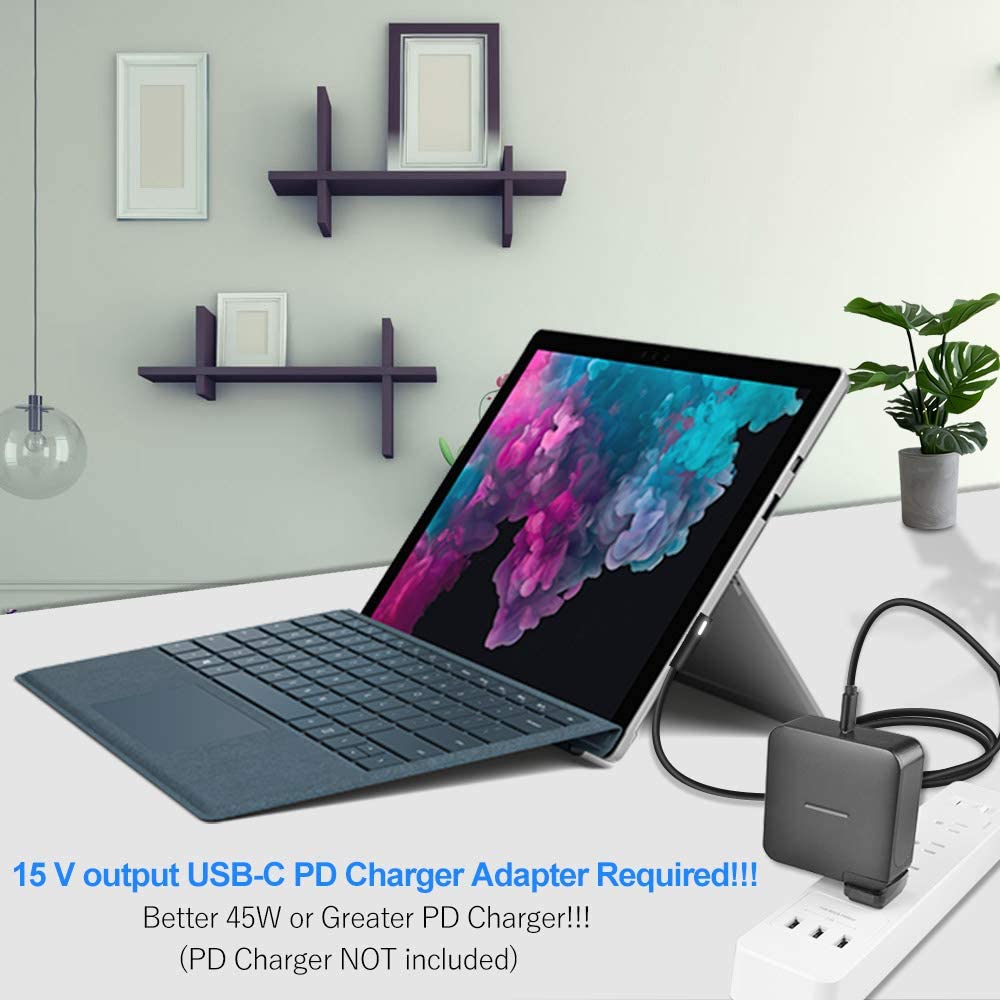 5 футов 1,5 м 15 в USB C к поверхности Pro 3 4 5 6 зарядный кабель для поверхностного ноутбука, поверхностная книга, поверхностный Go