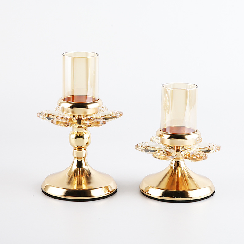 Factory Wholesale Wedding Decoration European Style Metal Crystal Candlesticks Candle Holder