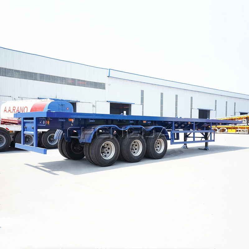4 axle 20ft 40ft Flatbed lorry twist lock Container flat bed trailer