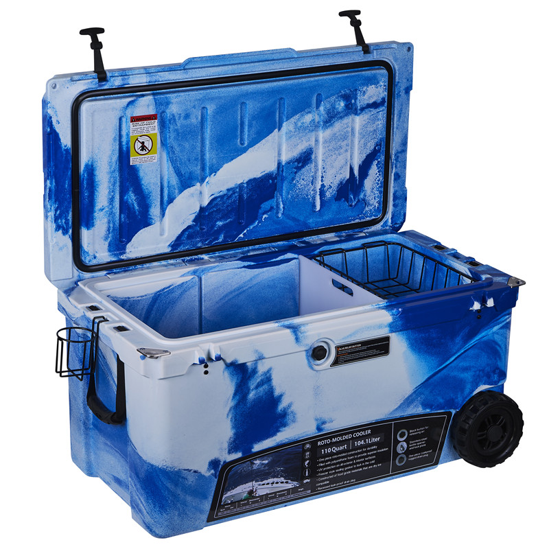 Камуфляжный охлаждающий ящик KUER 110QT, вращающийся, удобный в переноске охлаждающий ящик с колесами, охладитель из пенополистирола