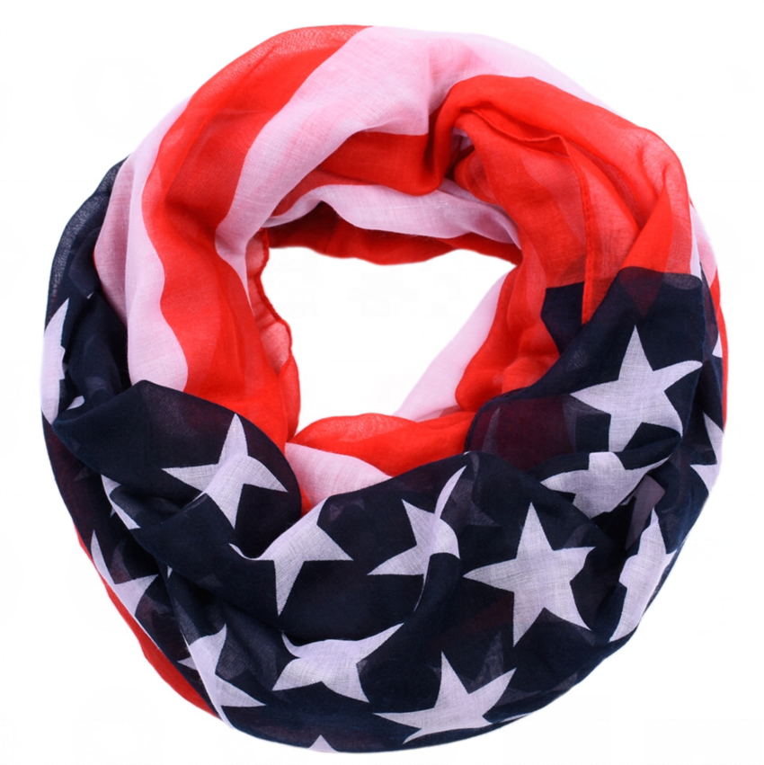 Premium Vintage USA American Flag Scarf Soft Forever Patriotic Stars Stripes Beach Wrap