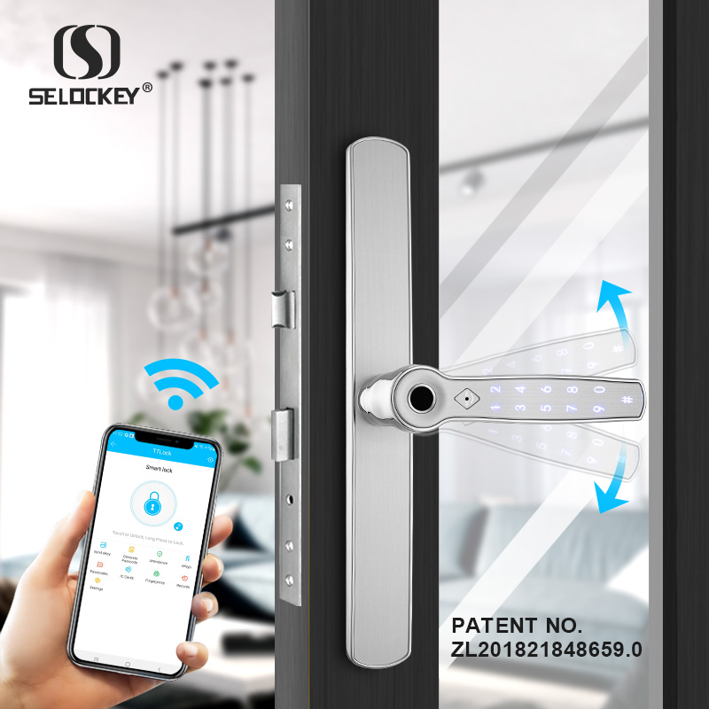 35A умный алюминиевый раздвижной bluetooth приложение wifi клавиатура отпечатков пальцев Дверной замок врезной и крюк замок
