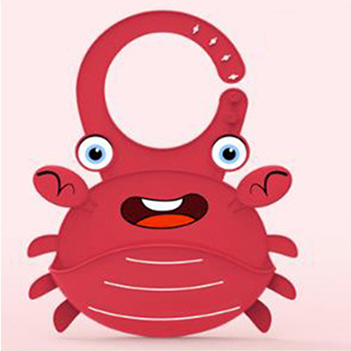 Hot selling BPA free eco material crab shape baby feeding bib silicone baby bib for toddler babies