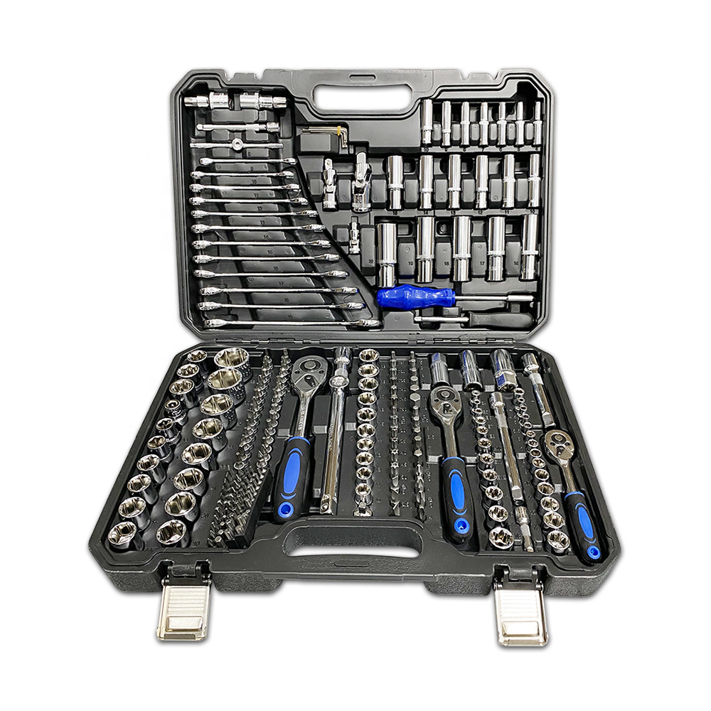 216pcs 1/2 3/8 1/4 ratchet wrench socket set home DIY repair tools kit