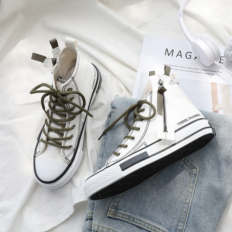 Structure Zipper white wholesale canvas shoes women