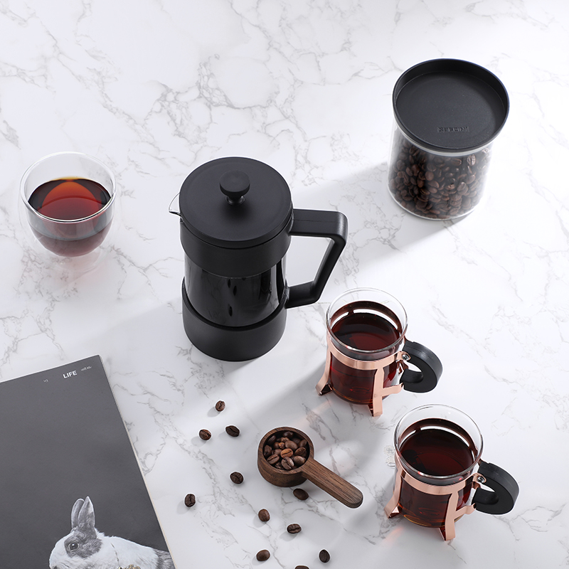 Seecin Oem&Odm Customized Color Food Grade Stainless Steel French Fry Press High Borosilicate Glass French Press Coffee Maker