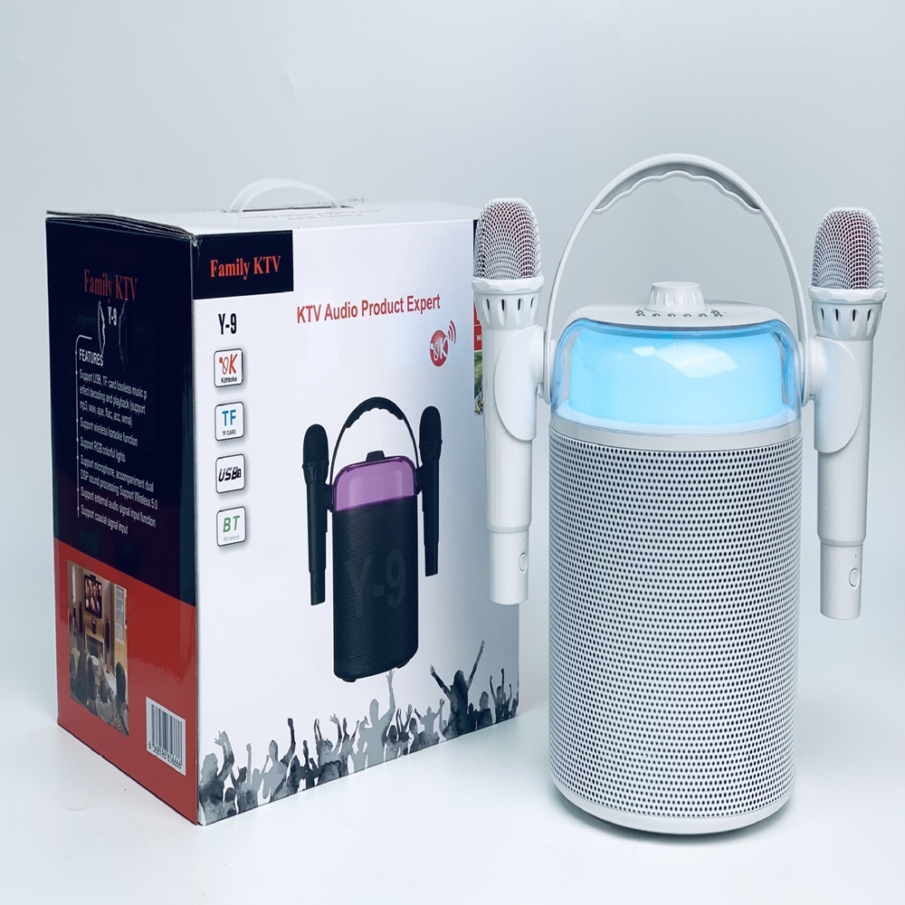 Amazon top Y9 20 Вт сабвуфер Колонка двойные микрофоны для дома вечеринки KTV 2 в 1 портативный уличный домашний беспроводной караоке-динамик Y9