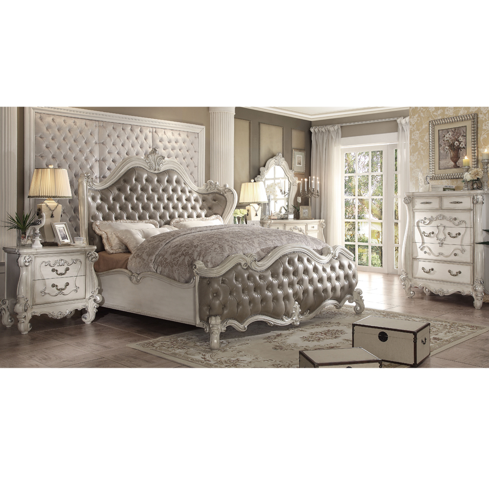 Newly design classical luxury european style solid wood bedroom furniture set king size bed