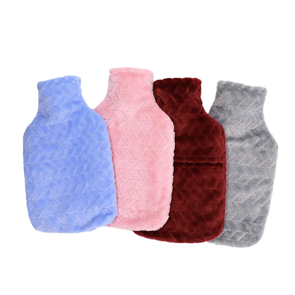 Hot Water bottle multi colour fleece cover OEM rubber water bag therapy recovery body warming