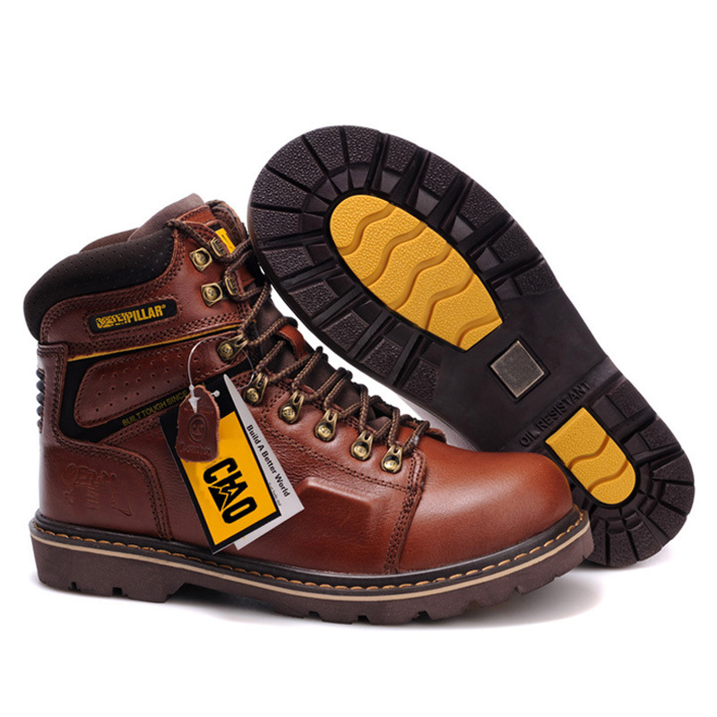 Caterpillar Original 2021 Mens Work leather boots cowhide high military top Cat Martin military boots anti-smashing safety shoes