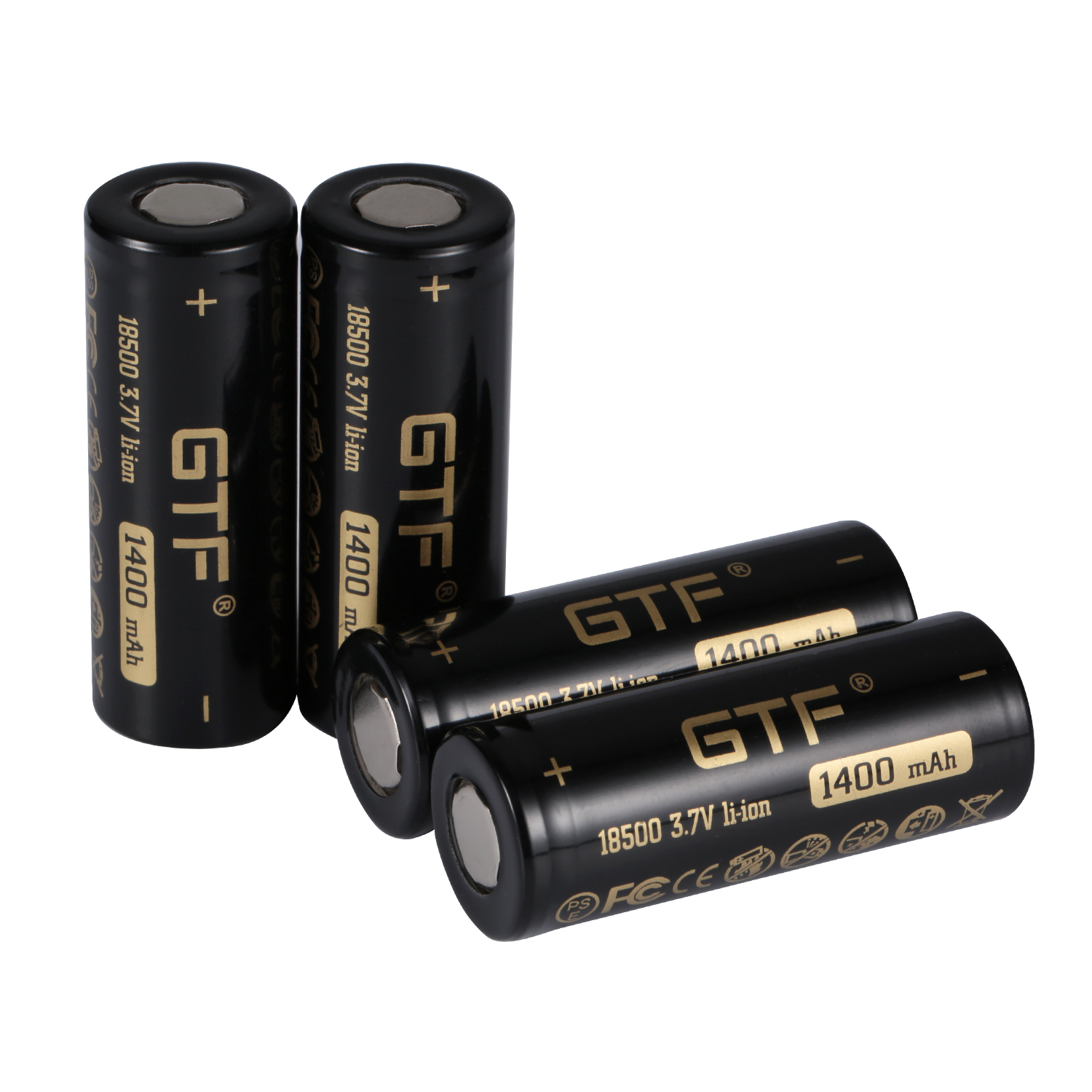 GTF 3.7v 18500 1400mah 1500mah 1600mah battery cell rechargeable lithium batteries for led lamp holder li ion