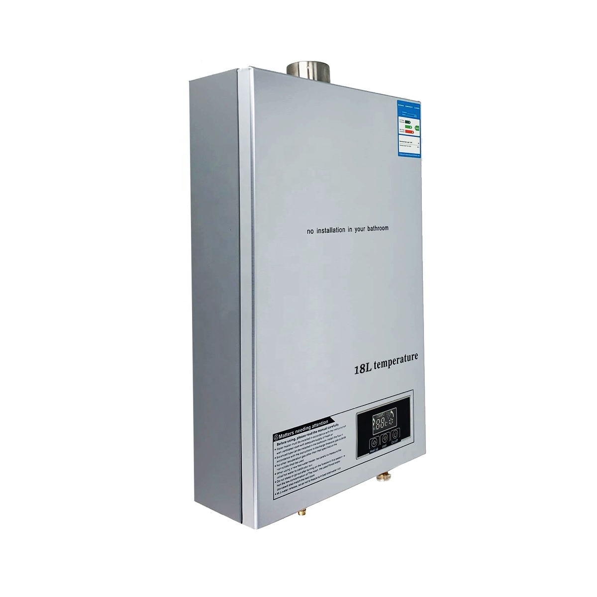 18L 36KW Portable Instant Tankless Slim Typle Natural Gas Water Heater with Thermostat Controller For Bath Shower