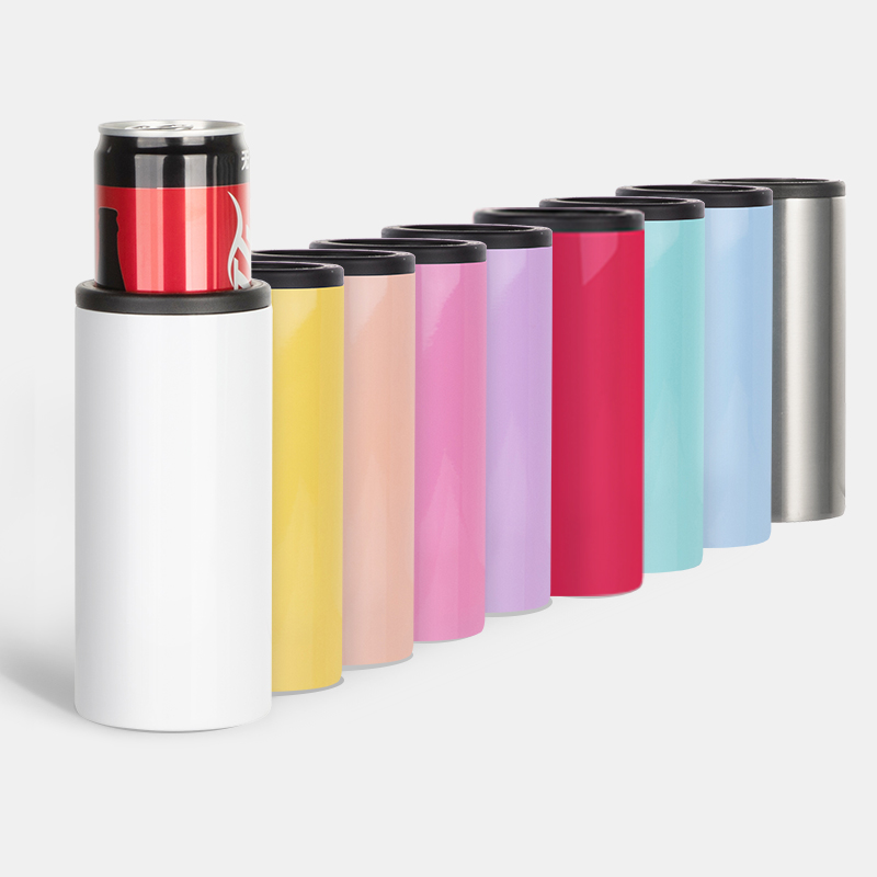 Stainless Steel Vacuum Insulated 12oz Slim Can Cooler Personalized Glossy Slim Skinny Can Cooler